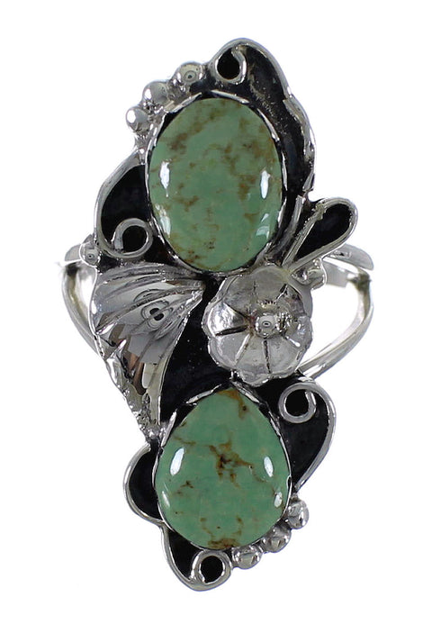 Authentic Sterling Silver Turquoise Flower Ring Size 4-3/4 RX60183